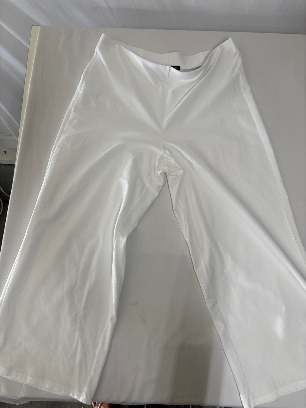 Eileen Fisher White Wide Leg Stretch Pants Medium Pull On